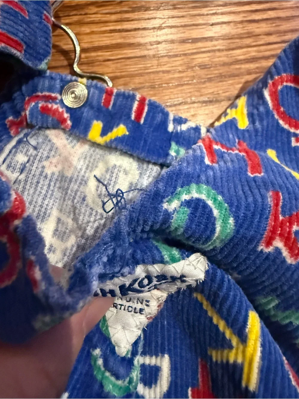 Vintage OshKosh B’gosh Blue Alphabet Print Corduroy Overalls 2T